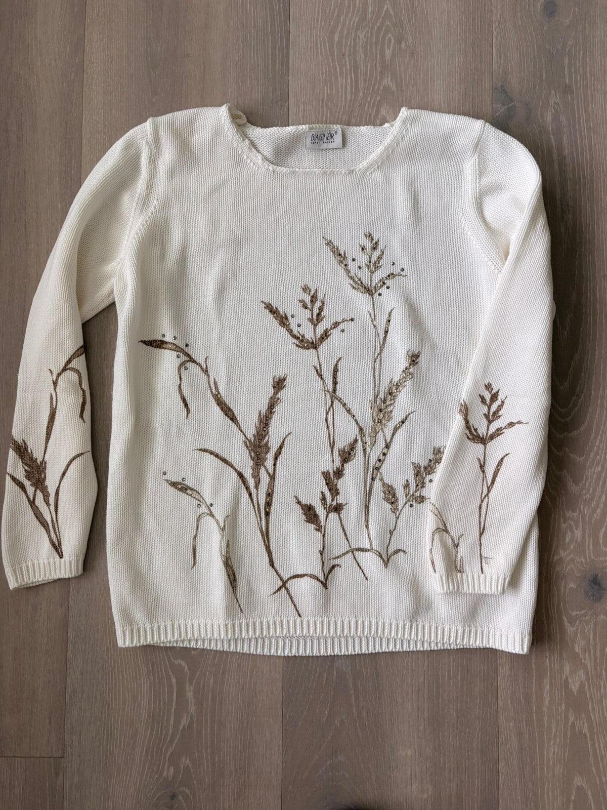 Basler Trui Maat 40 met Goudopdruk en Glitter, Kleding | Dames, Ophalen of Verzenden, Zo goed als nieuw, Maat 38/40 (M), Beige