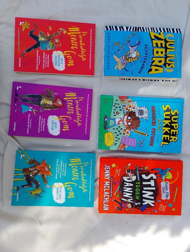 kinderboeken: Julius Zebra, super sukkel, Meneer Gom, Boeken, Ophalen of Verzenden, Zo goed als nieuw, Gary Northfield, Fictie algemeen