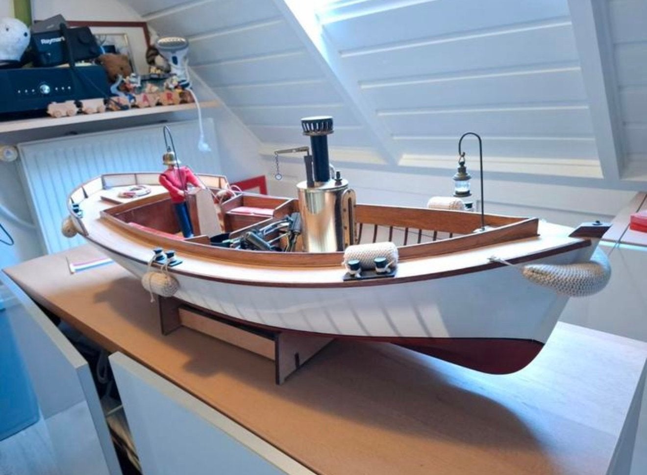 Model van de Borkum met stoommachine (Vaarklaar), Ophalen, Zo goed als nieuw, 1:32 tot 1:50