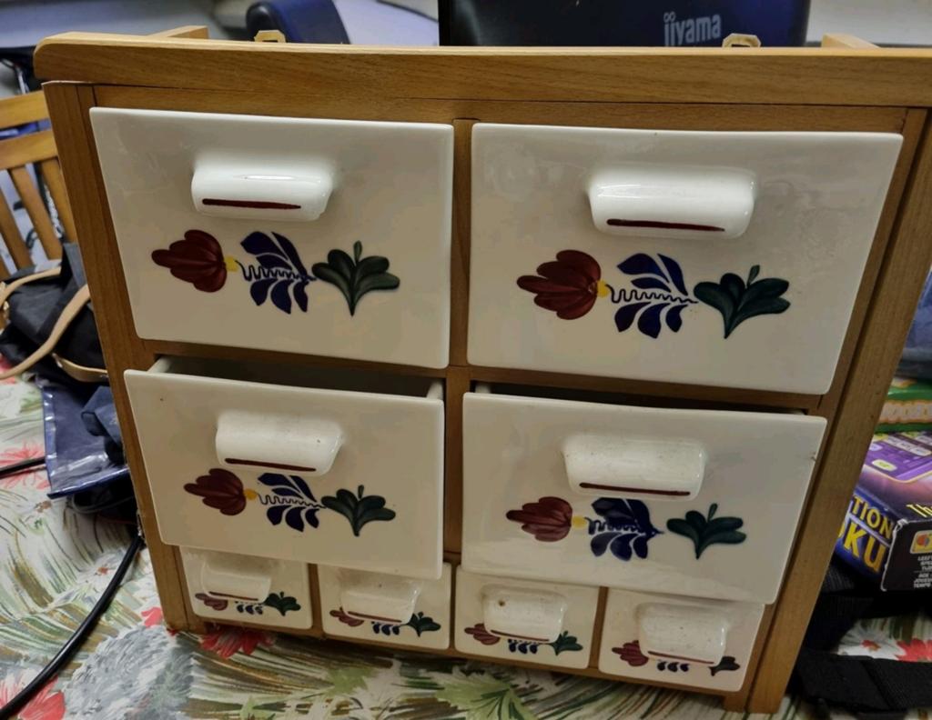 Decoratieve kruidenkastje met keramische lades, Ophalen of Verzenden
