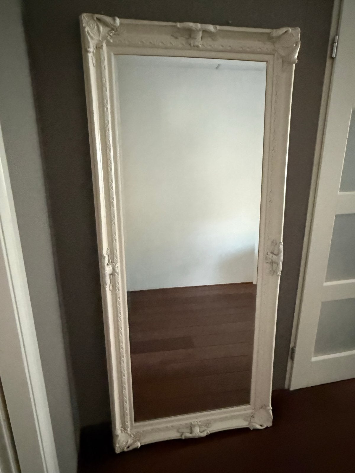 Grote brocante spiegel 180x80 cm - Crème/Wit, Huis en Inrichting, Woonaccessoires | Spiegels, Ophalen, Gebruikt, 75 tot 100 cm