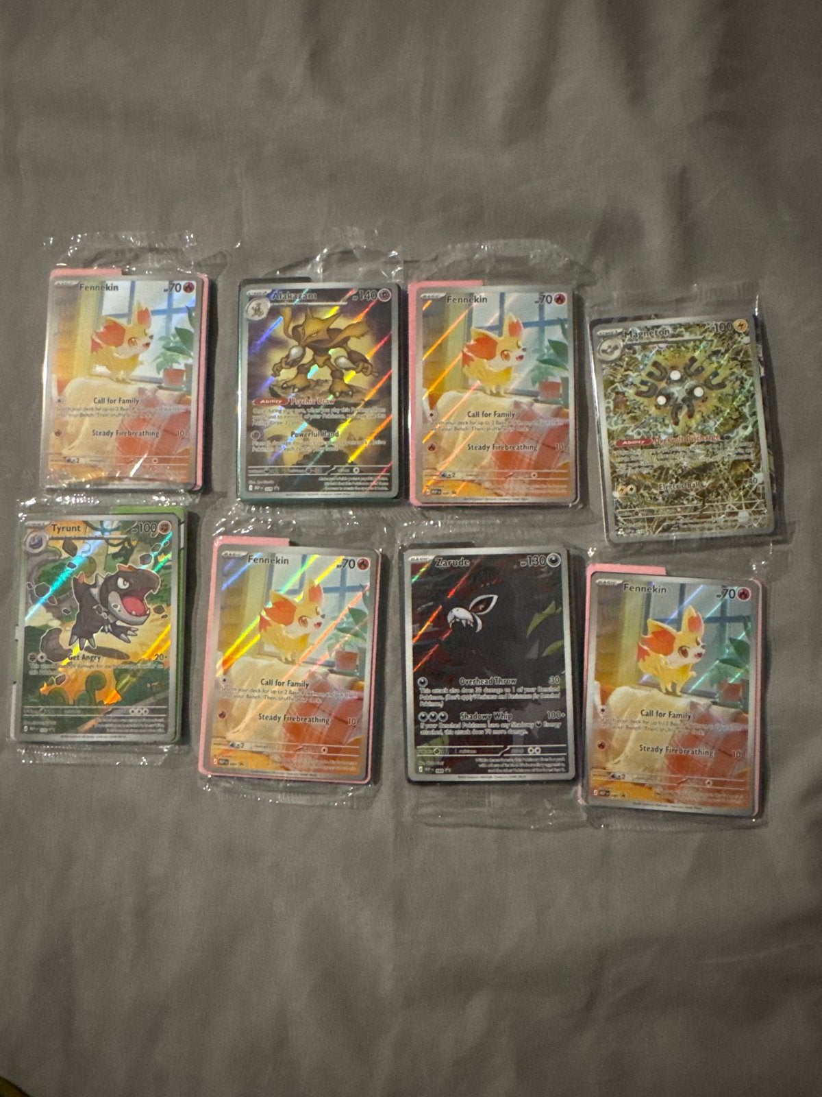 Pokémon kaarten set - Fennekin, Alakazam, Tyrunt, Zarude, Ophalen of Verzenden, Zo goed als nieuw, Meerdere kaarten