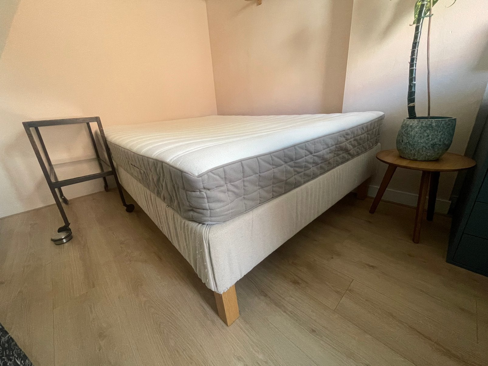 IKEA Espevär bed frame + Hamarvik matras 140x200, Ophalen, Beige, Tweepersoons, 140 cm