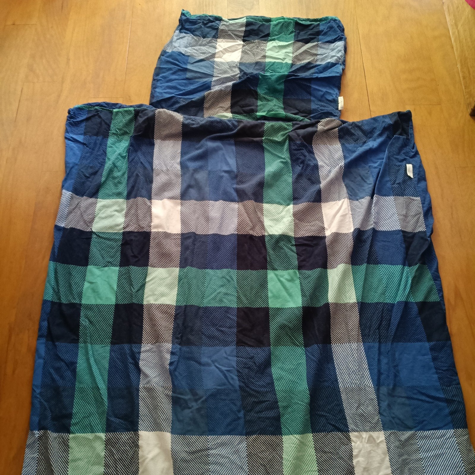 Essenza Flanel Dekbedovertrek Geruit Groen Blauw 140x200cm, Ophalen of Verzenden, Eenpersoons, Blauw, Dekbedovertrek