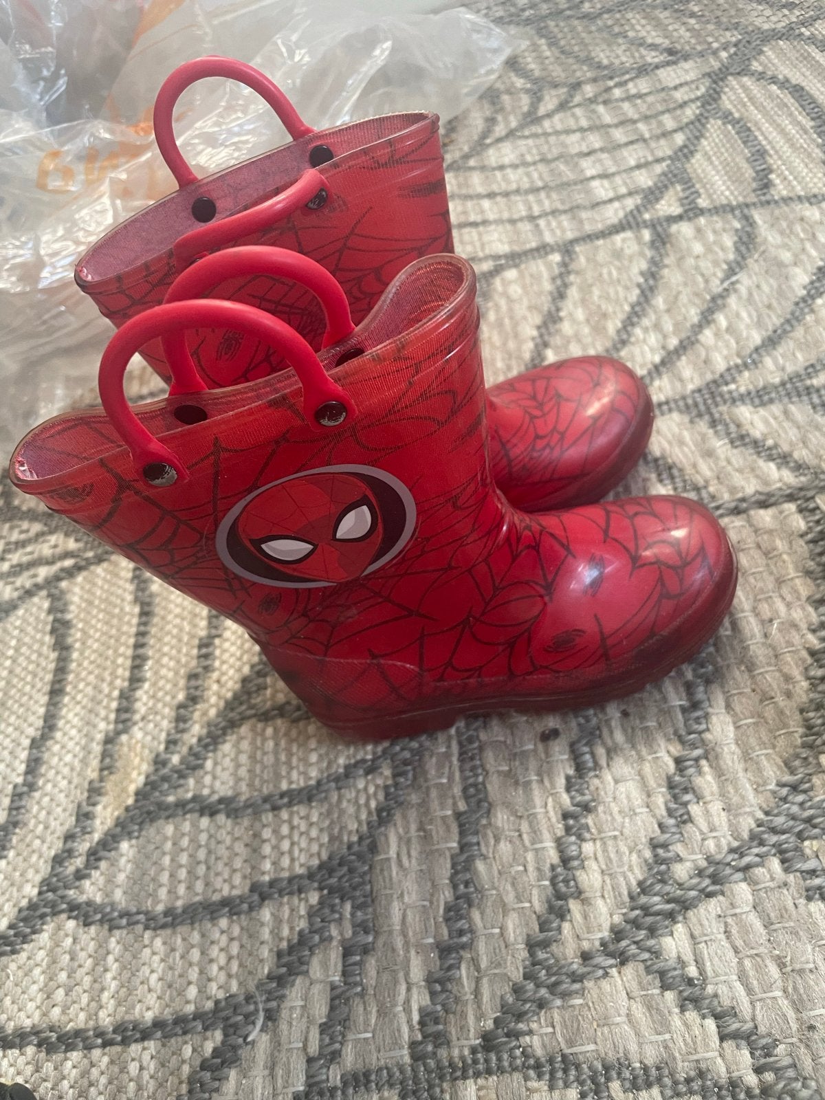 Spiderman regenlaarzen voor kinderen maat 25/26, Ophalen of Verzenden, Gebruikt, Jongen, Laarzen