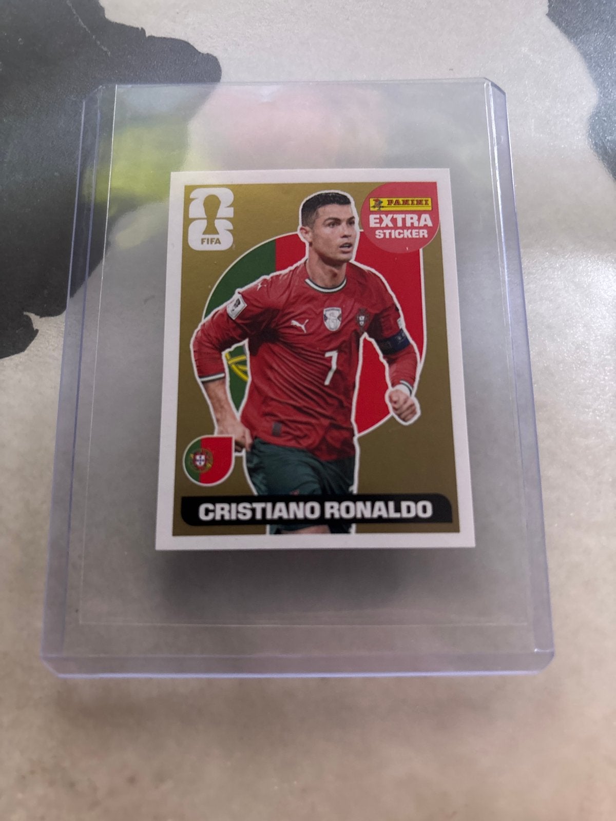 Gouden extra ronaldo sticker, Ophalen of Verzenden, Zo goed als nieuw, Buitenlandse clubs, Poster, Plaatje of Sticker