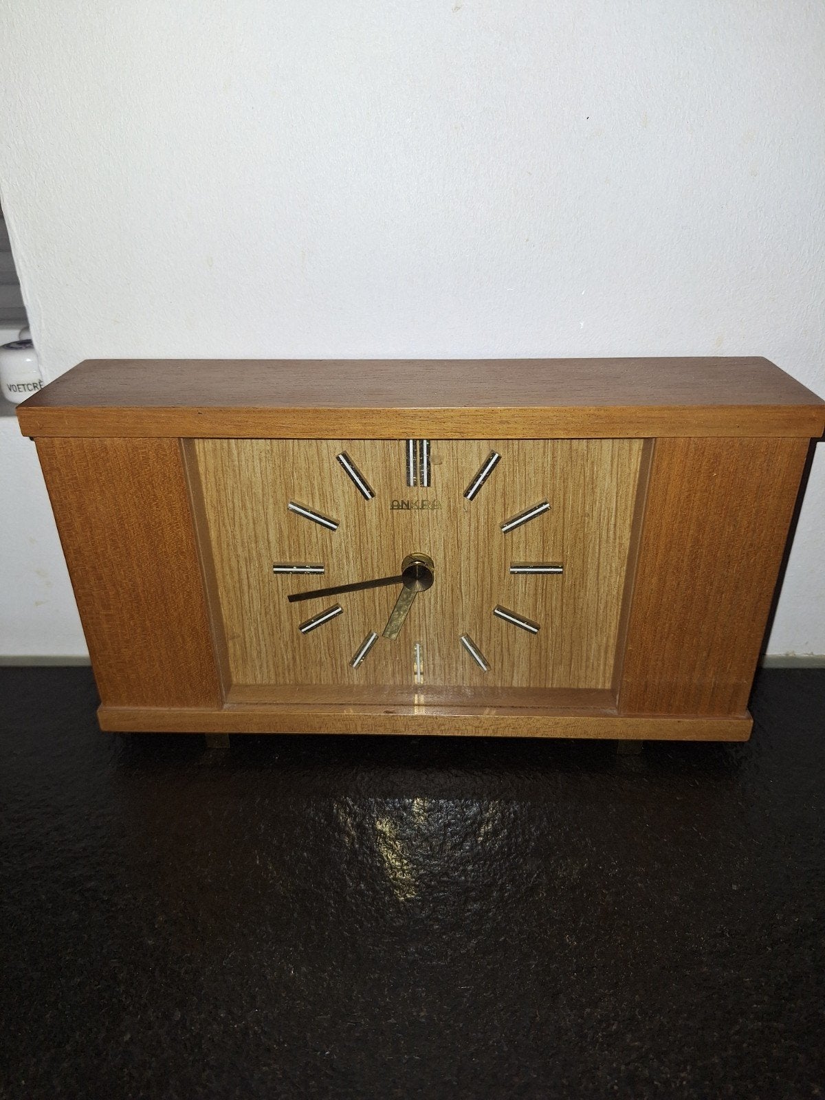 Dakra klok retro teak met messing jaren 60, Ophalen, Gebruikt