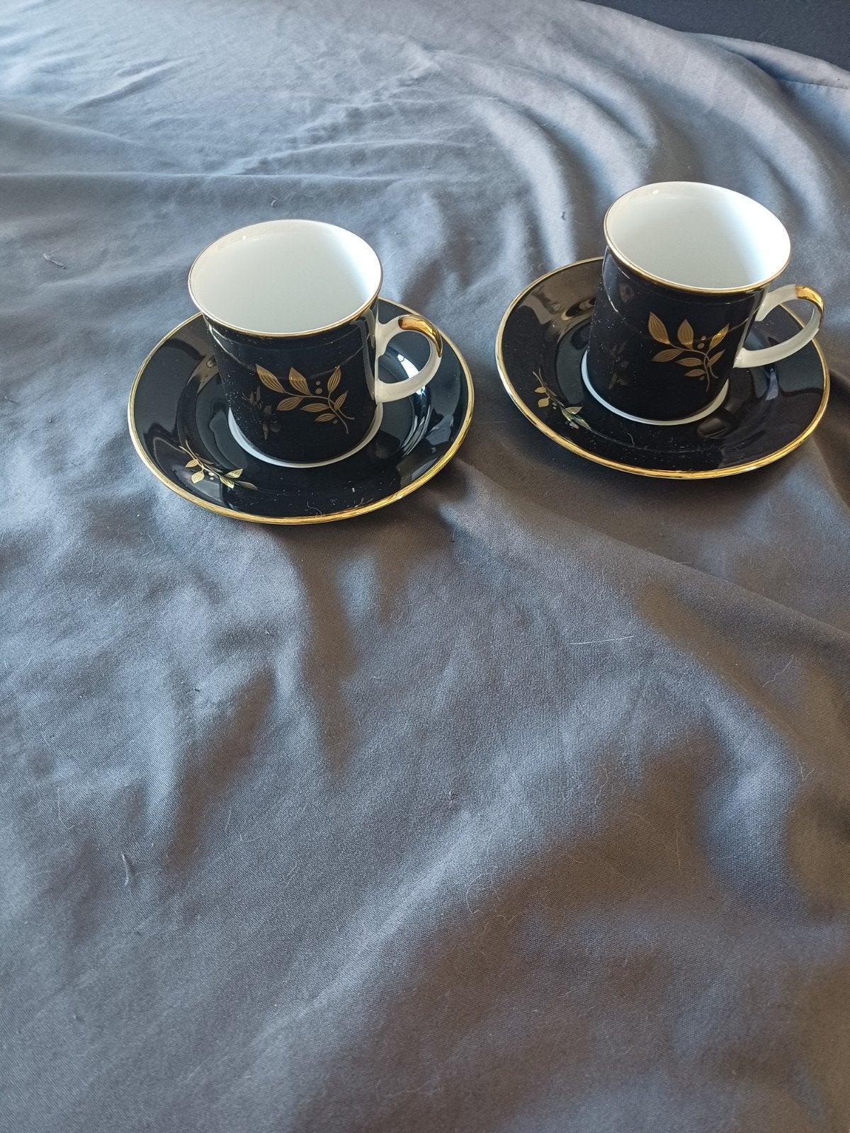 Winterling Bavaria Espresso Kopjes - Zwart met Goud, Antiek en Kunst, Ophalen