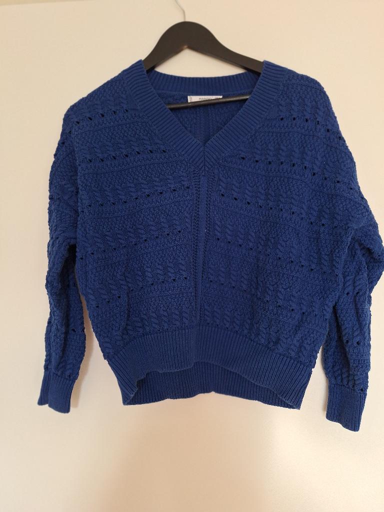 Blauwe gehaakte trui maat S/M, Kleding | Dames, Truien en Vesten, Maat 38/40 (M), Mango, Blauw, Ophalen of Verzenden