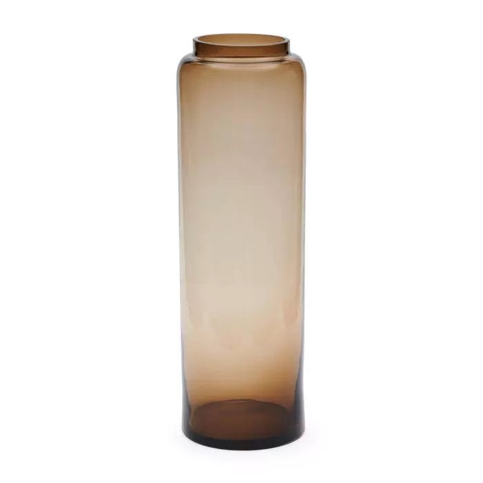 Hoge Bruine Glazen Vaas - Riviera Maison, Ophalen, Zo goed als nieuw, Bruin, Glas