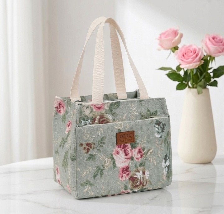 Geïsoleerde Lunchtas Saliegroen Bloemen (NIEUW), Ophalen of Verzenden, Nieuw, Groen, Shopper
