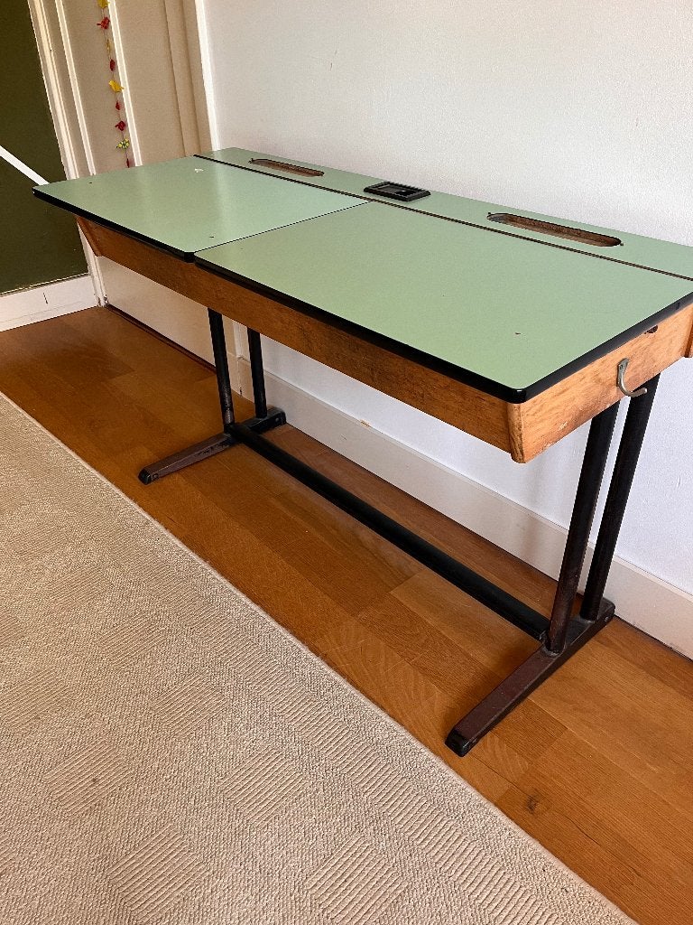 Vintage schooltafel/-bankje, Ophalen, Gebruikt, Tafel
