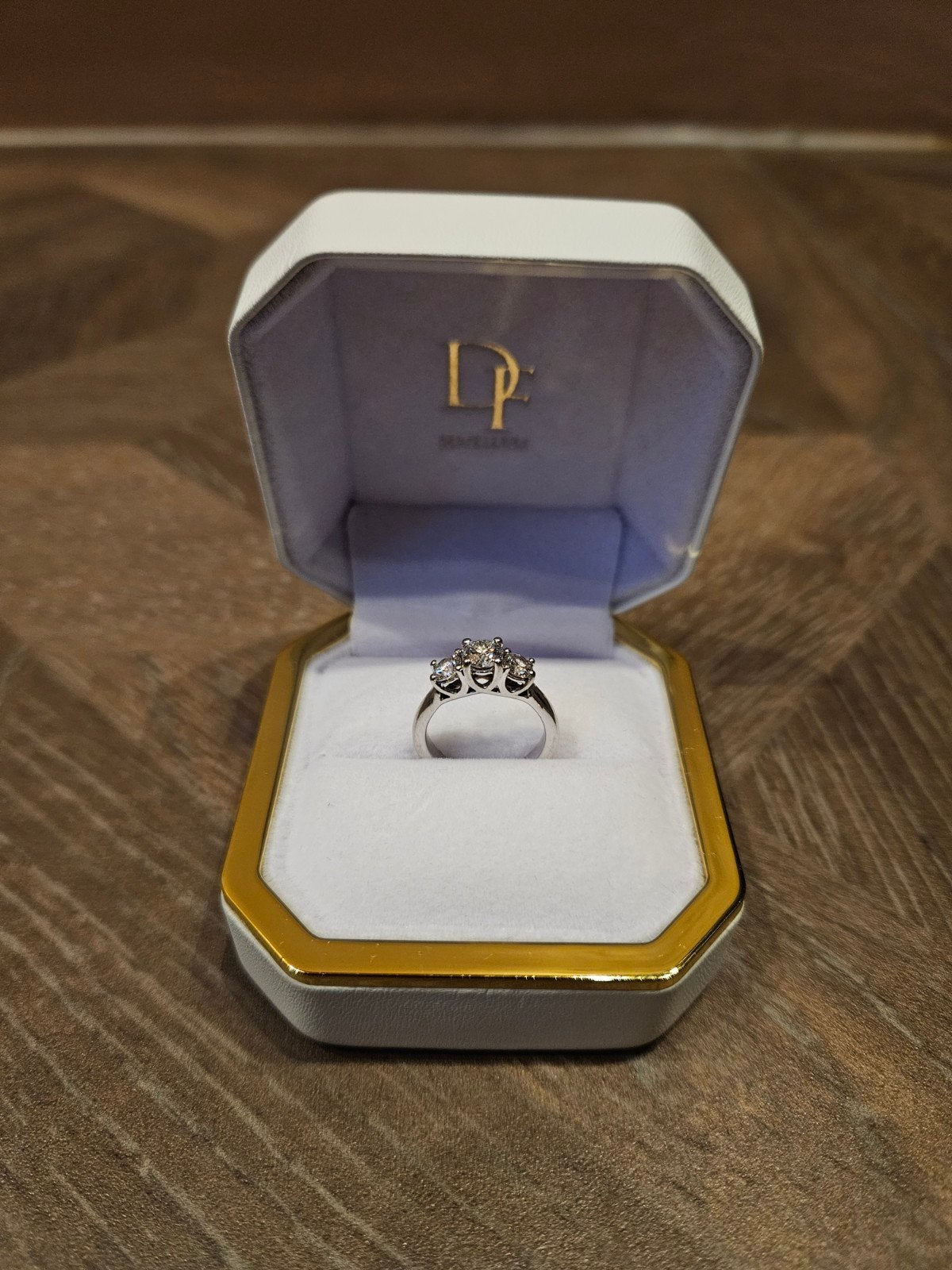 Witgouden Trilogie Verlovingsring met Lab Grown Diamanten, Gebruikt, Wit, Ophalen of Verzenden, 17 tot 18