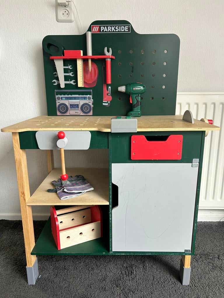 Houten kinder werkbank Parkside Lidl – gebruikte staat, Ophalen, Gebruikt, Meubelstuk of Keukentje