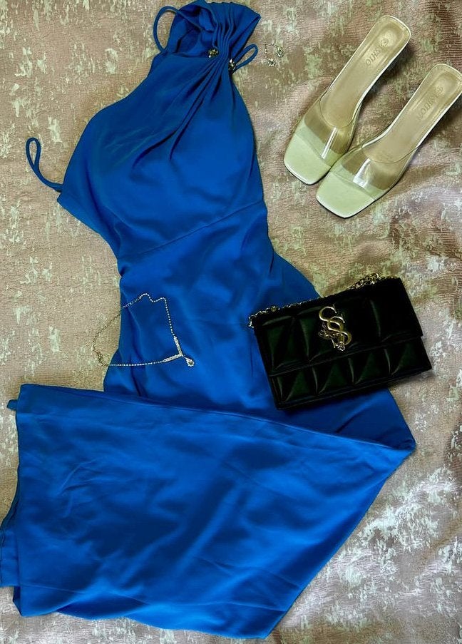 Koninklijk Blauwe One-Shoulder Galajurk, Kleding | Dames, Blauw, Ophalen of Verzenden, Zo goed als nieuw, Maat 36 (S)