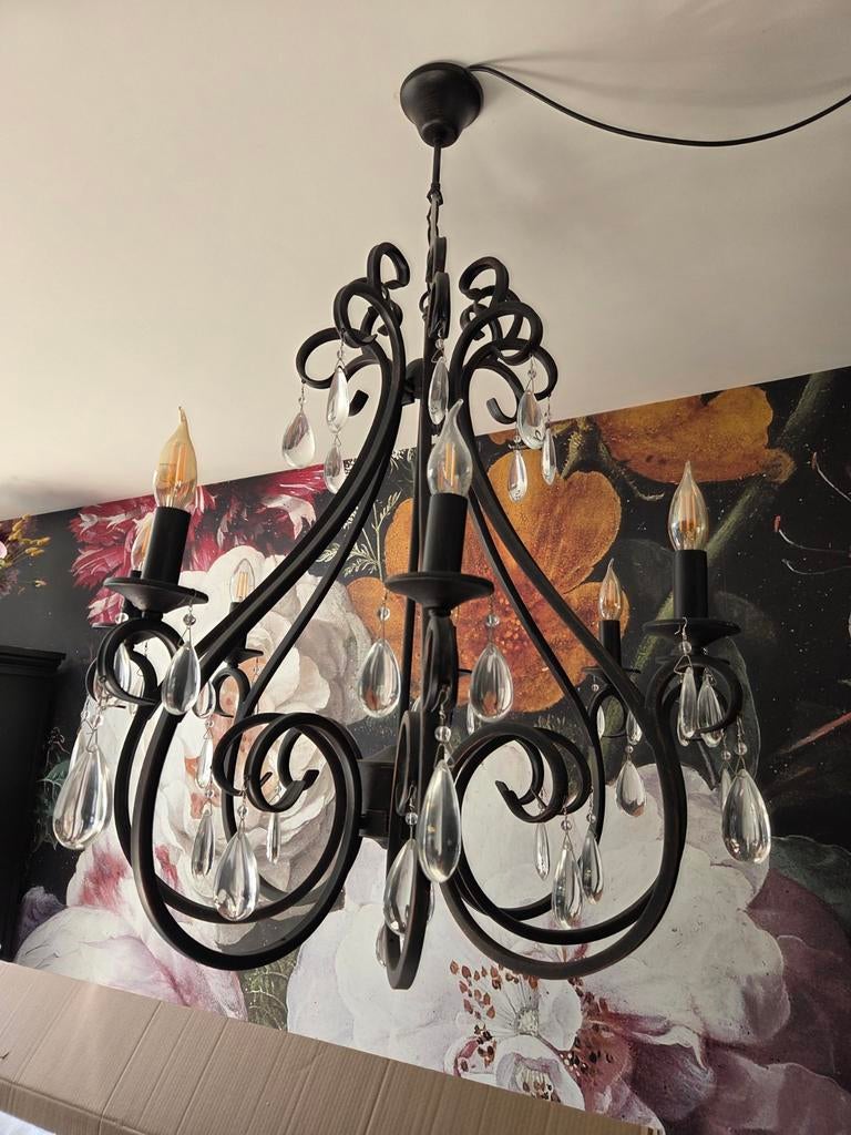 Elegante Milano kroonluchter met kristallen, Ophalen, Zo goed als nieuw, Metaal