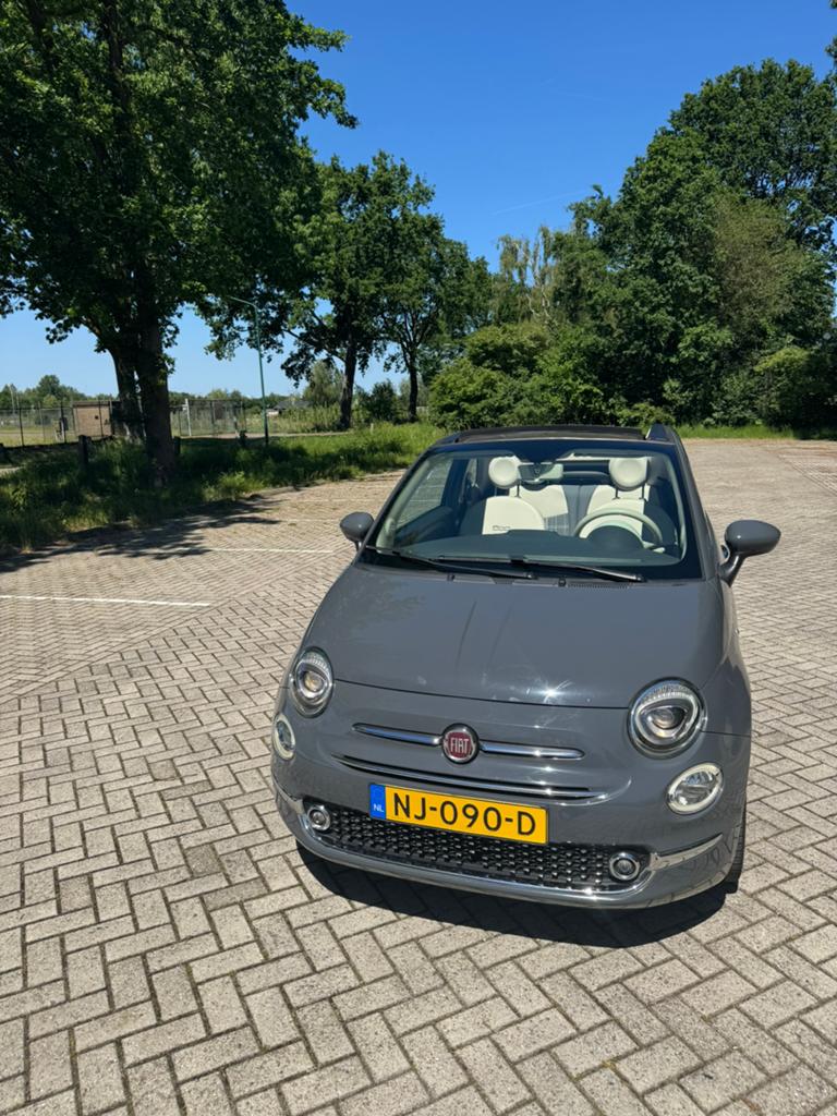 Fiat 500 1.2 2017 Grijs, cabrio,, Auto's, Voorwielaandrijving, 4 cilinders, Leder en Stof, 23 km/l