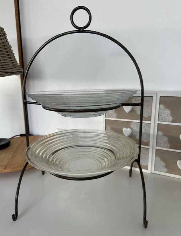Etagere met glazen schalen - 2 laags (Riviera Maison), Ophalen, Schaal, Rond, Glas