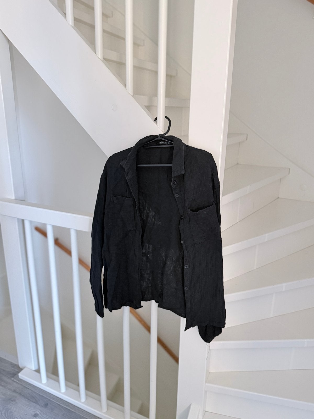 Zwart overhemd Vanessa Nucci M/L, Ophalen of Verzenden, Gedragen, Maat 38/40 (M), Zwart
