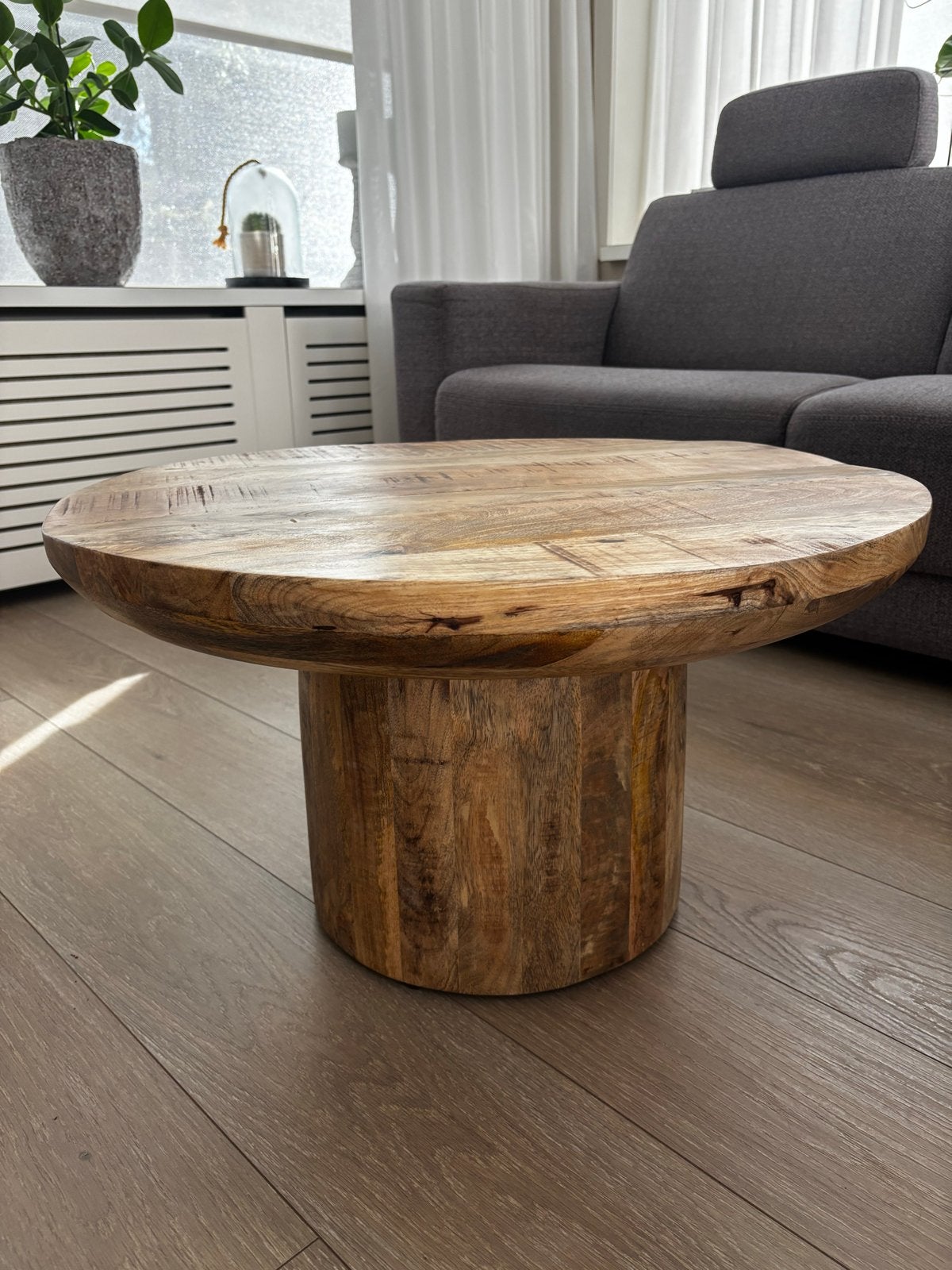 Ronde Massief Mangohouten Salontafel, Ophalen, Rond, Nieuw, 50 tot 100 cm