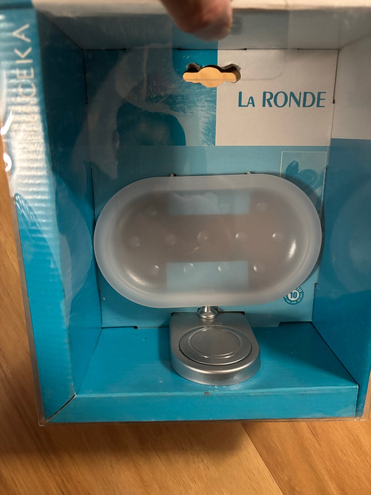 Haceka La Ronde zeepbakje - Nieuw in doos, Huis en Inrichting, Ophalen, Nieuw, Zilver, Zeepdispenser/zeepbakje