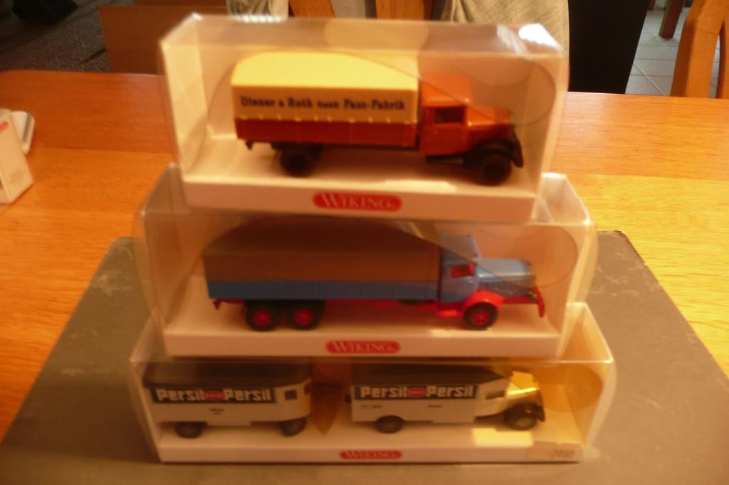 3 Wiking HO spoor Mercedes L 2500 L 10000 Persil Diener Roth, Ophalen of Verzenden, Zo goed als nieuw, Bus of Vrachtwagen, Wiking