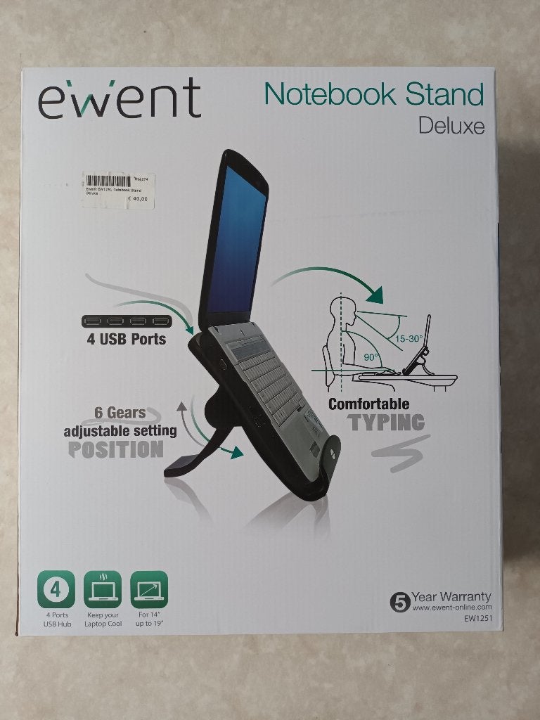 Ewent Notebook Stand Deluxe - nieuwstaat laptop standaard, Ophalen of Verzenden, Zo goed als nieuw, Ewent, In hoogte verstelbaar