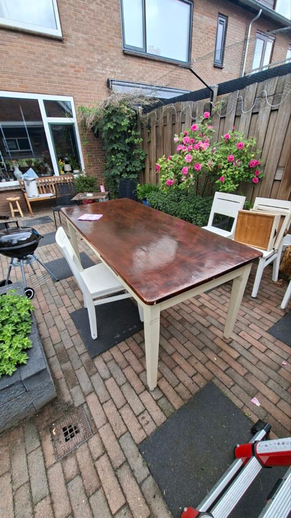 Robuuste houten tafel - Ideaal voor grote gezin, Gebruikt, Vijf personen of meer, 150 tot 200 cm, Rustiek, Landelijk