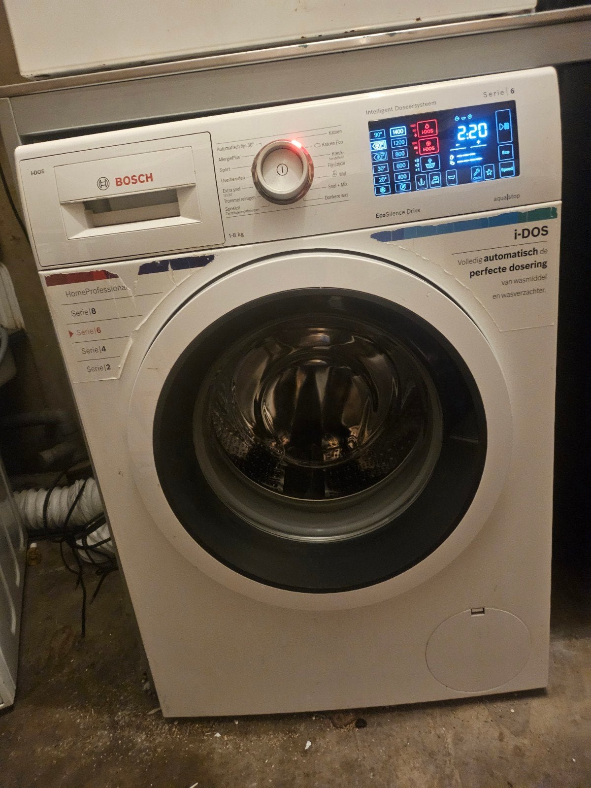 Bosch Serie 6 i-DOS Wasmachine - 8 kg, Witgoed en Apparatuur, Ophalen, 1200 tot 1600 toeren, Gebruikt, 8 tot 10 kg