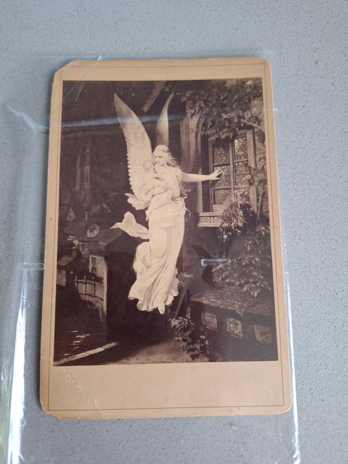Antieke Prent: Engel 'Du Ciel' door H. Kaulbach (Parijs), Gebruikt, Ophalen of Verzenden, Voor 1940, Prent