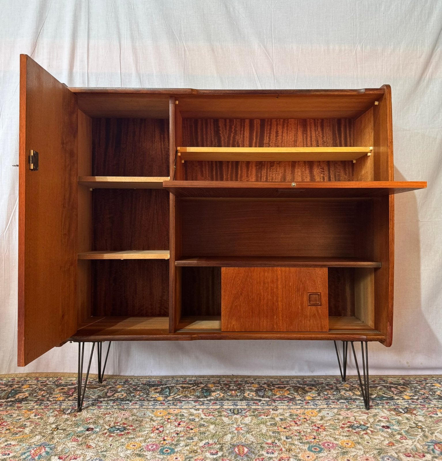 Vintage Teak Wandmeubel Retro Kast / Dressoir, Ophalen, Gebruikt