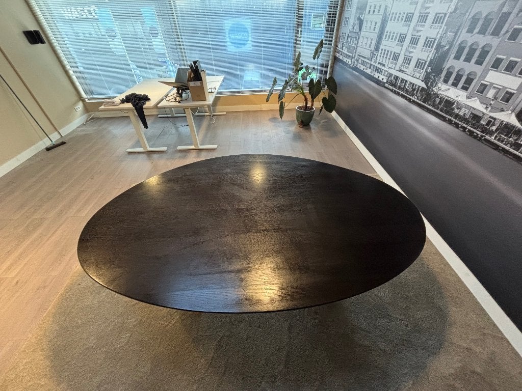 Bruut kantoor eettafel, Ophalen, 100 tot 150 cm, Eikenhout, 200 cm of meer