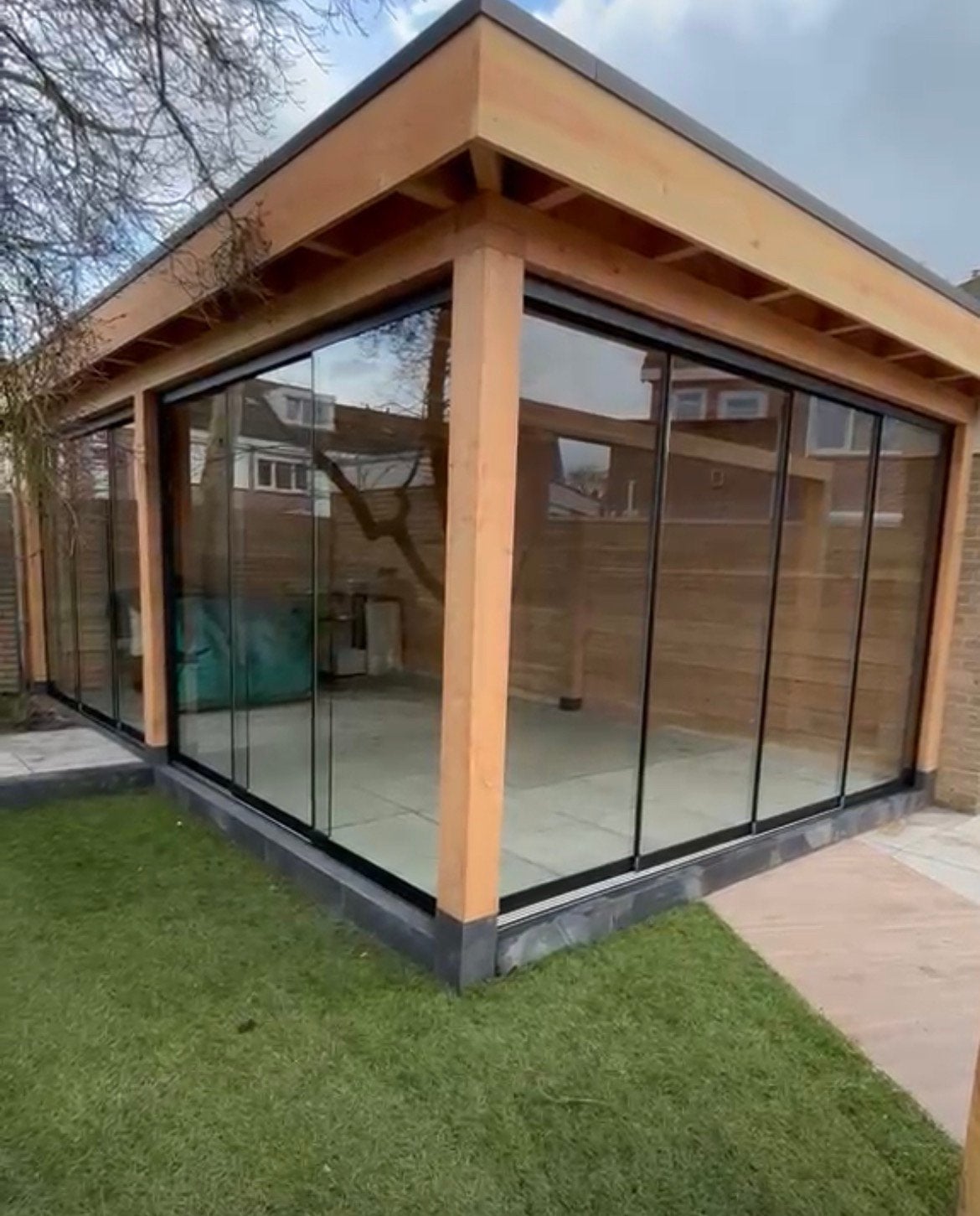 Glazen Schuifwanden voor Overkapping, Tuinhuis, Veranda, Ophalen, 215 cm of meer, Overige typen, Nieuw