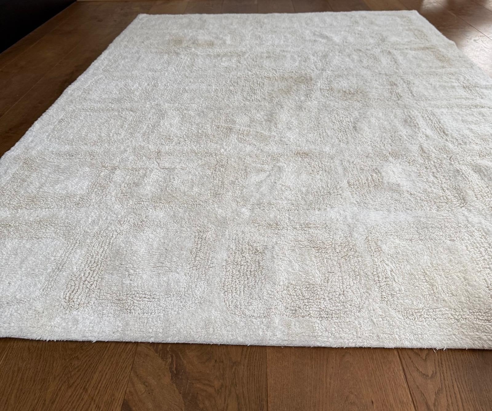 Handgemaakt Vloerkleed Lewis - Wit/Crème, 130x190 cm, Ophalen, Wit, Gebruikt, 100 tot 150 cm