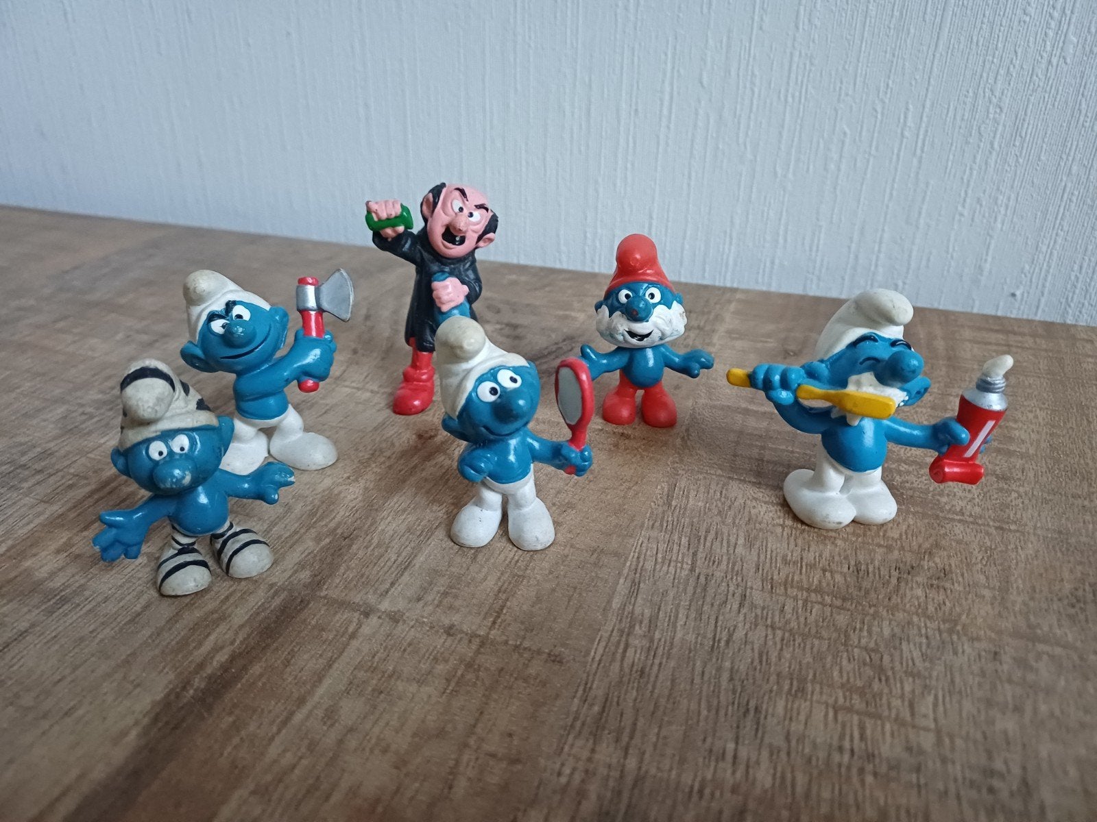 6 Smurfen poppetjes - Vintage collectie, Ophalen of Verzenden, Gebruikt, Verschillende Smurfen, Poppetje, Figuurtje of Knuffel