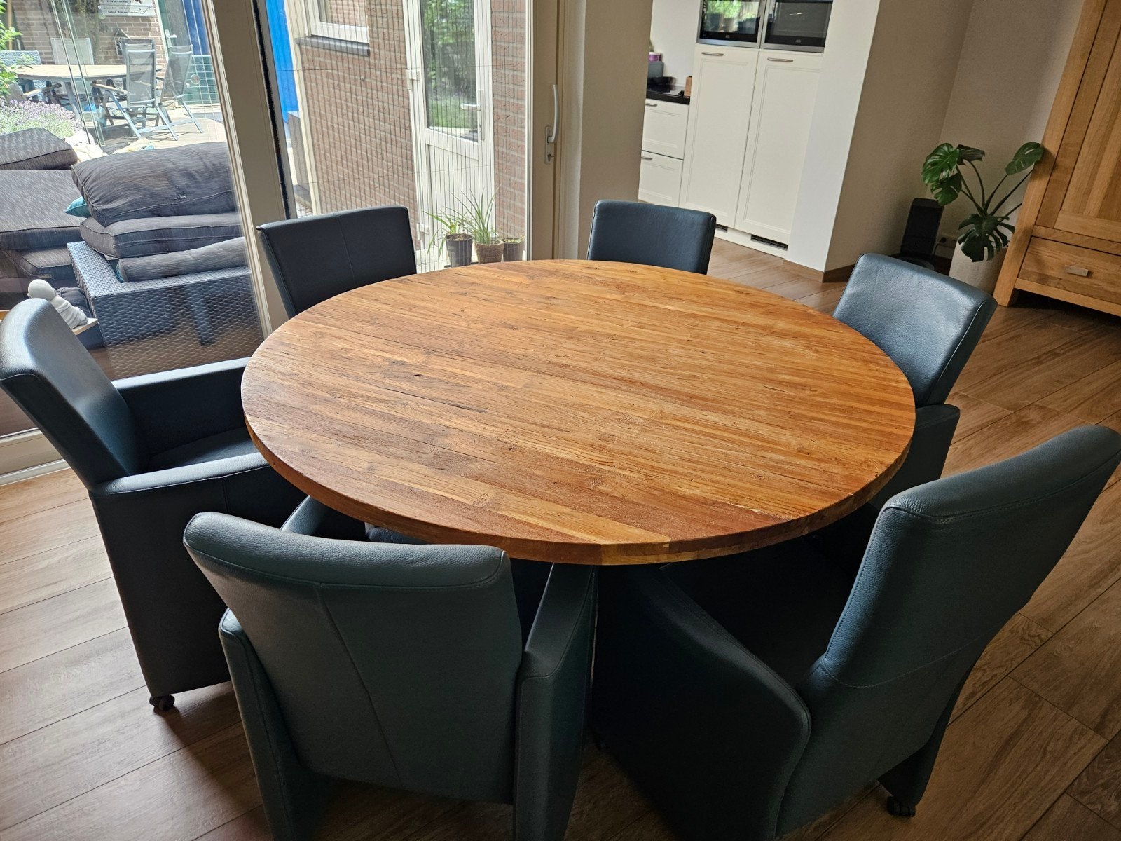 6 Eetkamerstoelen met verstelbare rugleuning, Huis en Inrichting, Stoelen, Ophalen, Gebruikt, Overige kleuren, Leer