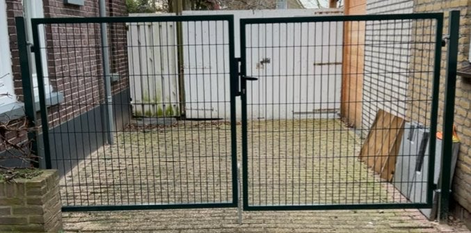 Dubbele tuinpoort zo goed als nieuw 300x140cm, Tuin en Terras, Ophalen, Staal, 100 tot 150 cm, Zo goed als nieuw