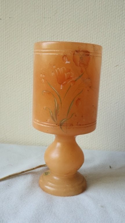 Vintage albasten tafellamp, Beige, Gebruikt, Vintage, Ophalen of Verzenden