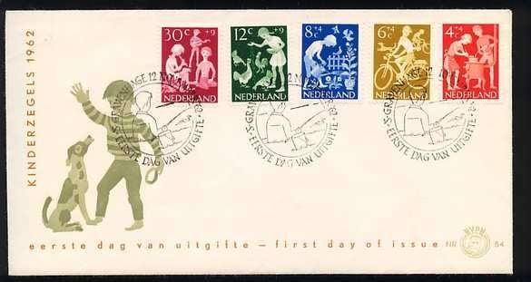 Nederland FDC E54 Zonder Adres, Kinderpostzegels 1962, Postzegels en Munten, Postzegels | Eerstedagenveloppen, Ophalen of Verzenden