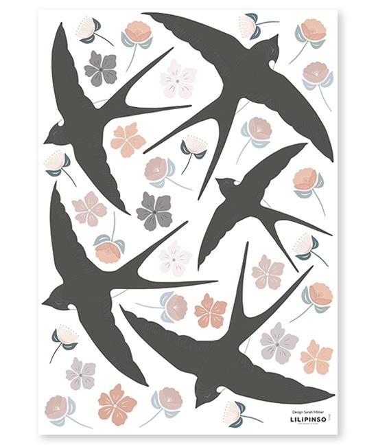 Muursticker Sticker Zwaluwen en Bloemen Lilipinso, Nieuw, Ophalen of Verzenden, Lilipinso, 270 chemin des oliviers - F-34400 LUNEL