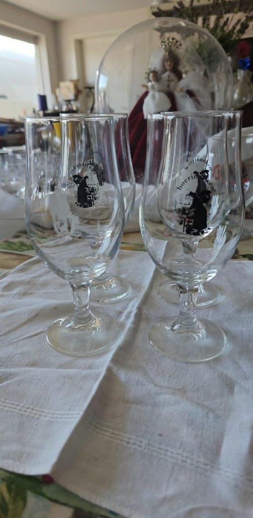 glazen bier boerinneken achterzijde boerken 4 stuks, Ophalen of Verzenden, Zo goed als nieuw, Glas of Glazen, Overige merken