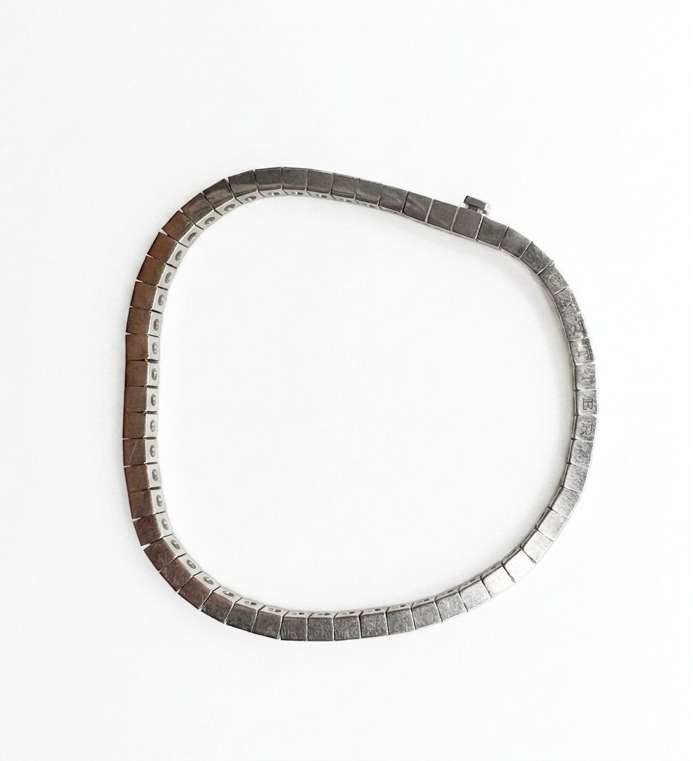 Cartier 18K Witgouden Lanisère Cube Armband, Ophalen of Verzenden, Gebruikt, Zilver, Goud