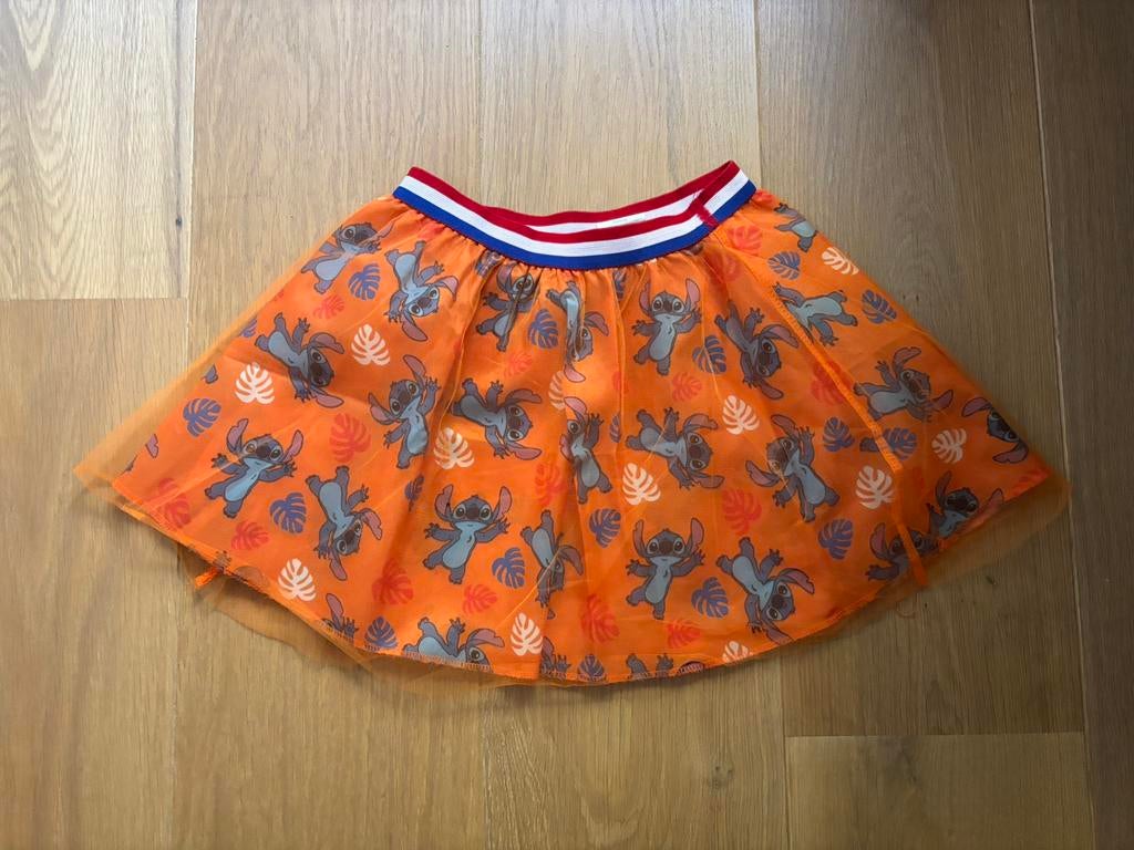 Koningsdag Stitch rok 116/122, Ophalen of Verzenden, Zo goed als nieuw, Meisje, Jurk of Rok