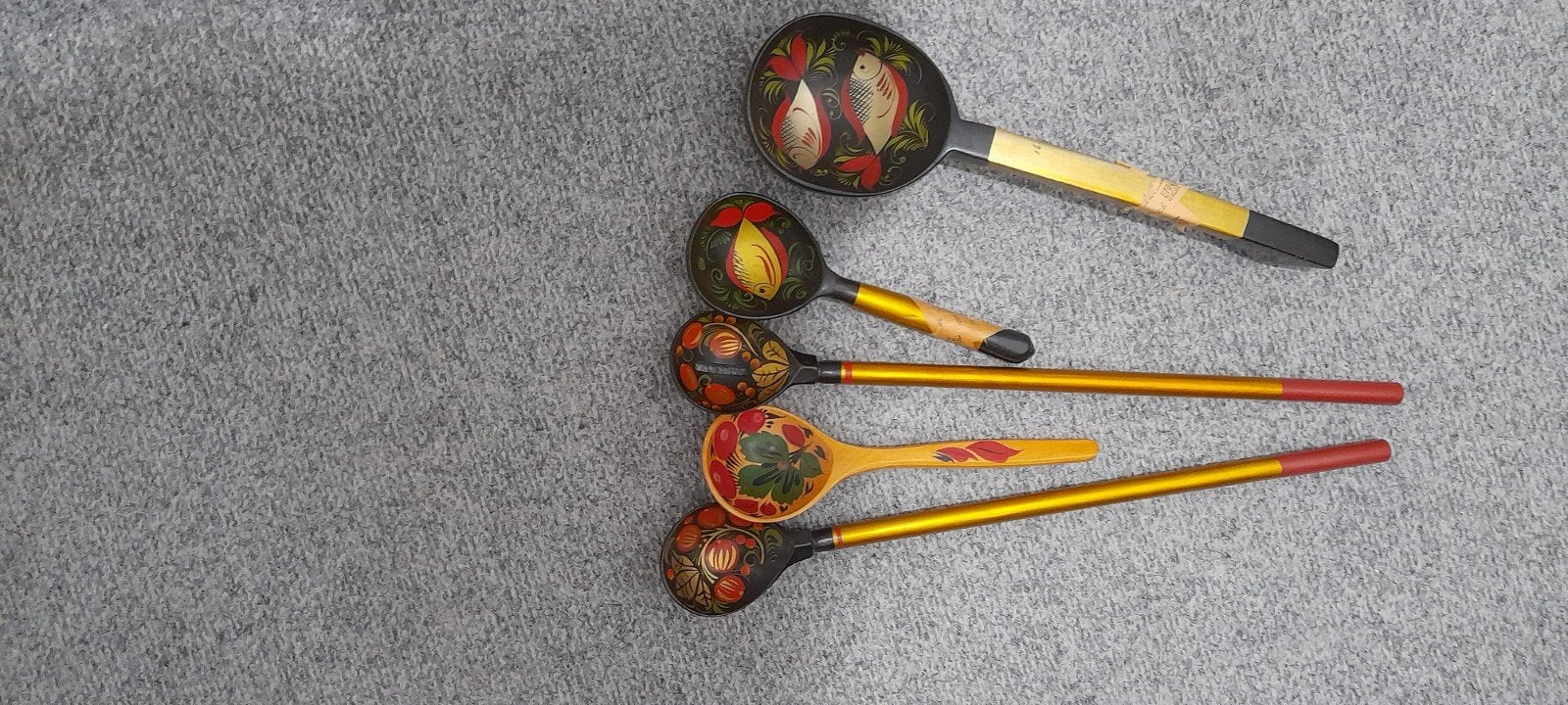 Set van 5 handgeschilderde houten lepels, decoratief, Ophalen of Verzenden
