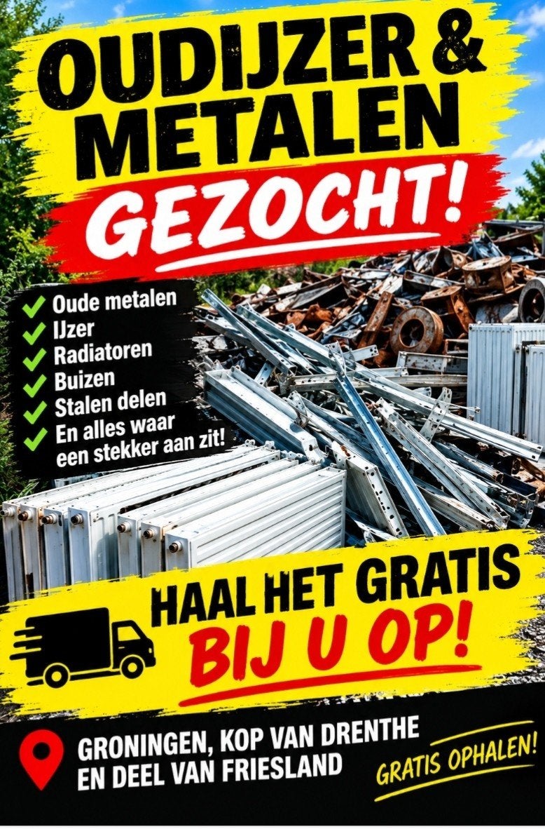 Gezocht oudijzer en metalen en alles waar een stekker aanzit, Ophalen