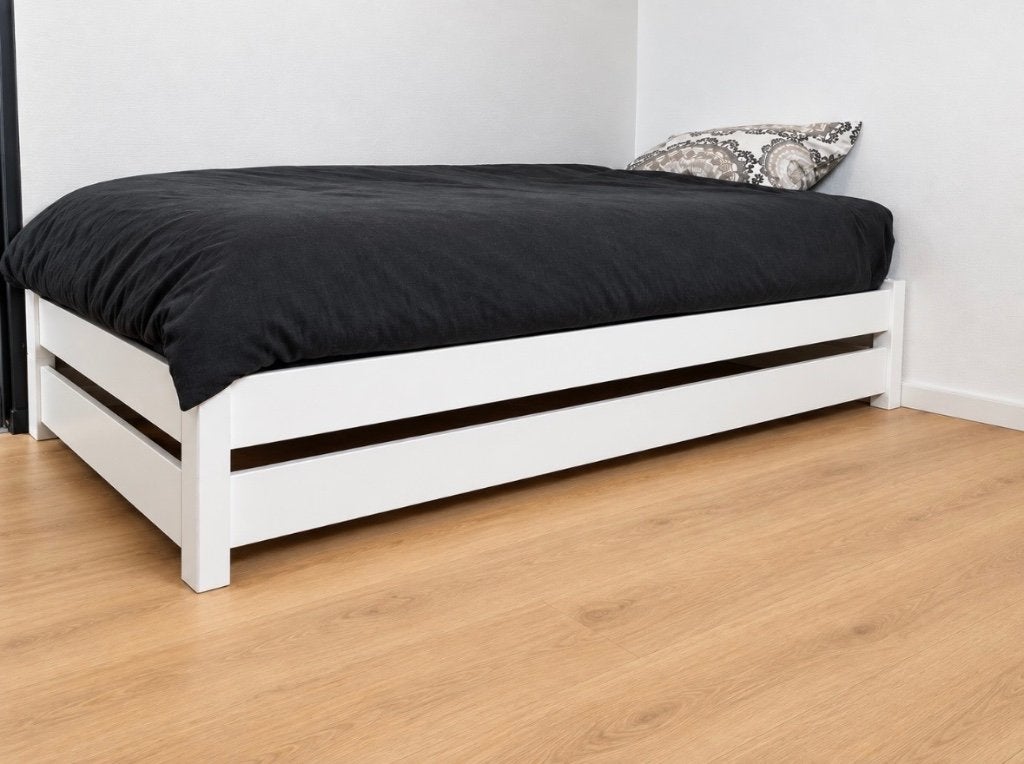 Stapelbare (logeer)bedden, Huis en Inrichting, Ophalen, 90 cm, Eenpersoons, Wit