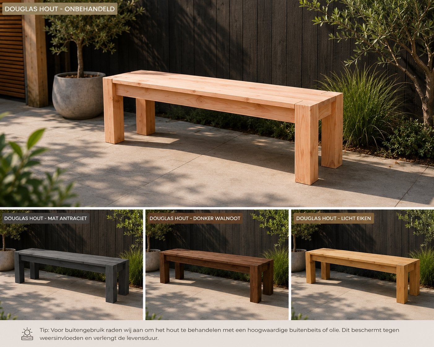 Handgemaakte Douglas tuinbank - 150 cm, Tuin en Terras, Ophalen, Nieuw, Hout