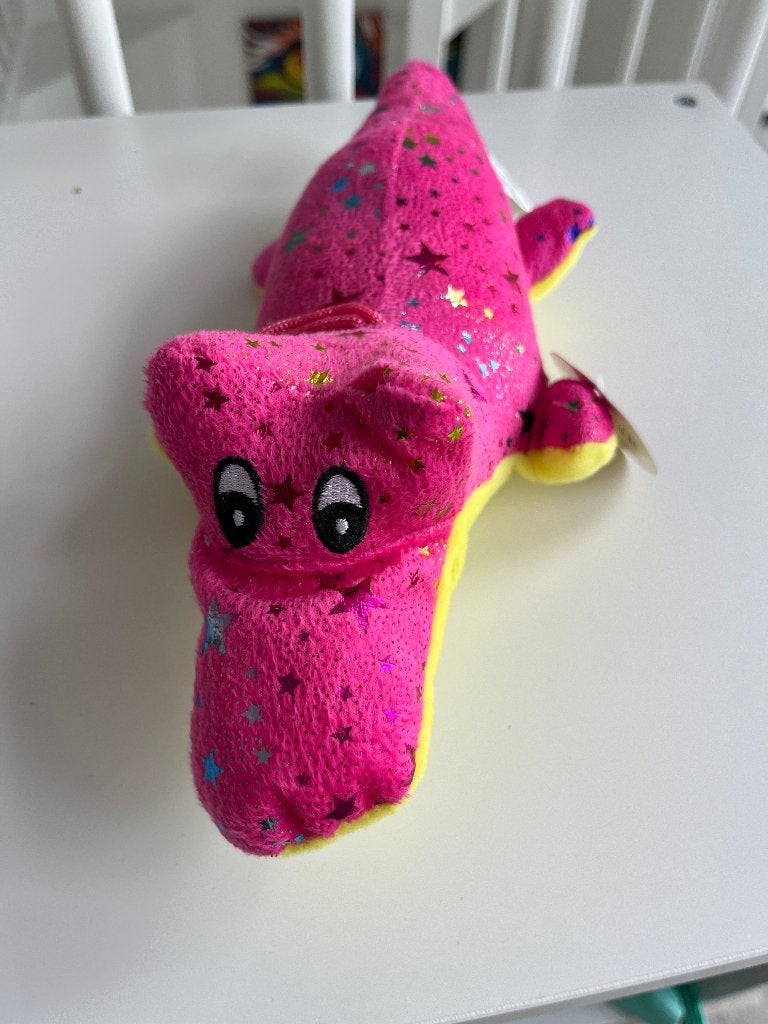 Roze krokodil knuffel met sterretjes, Overige merken, Overige karakters, Overige typen, Ophalen of Verzenden