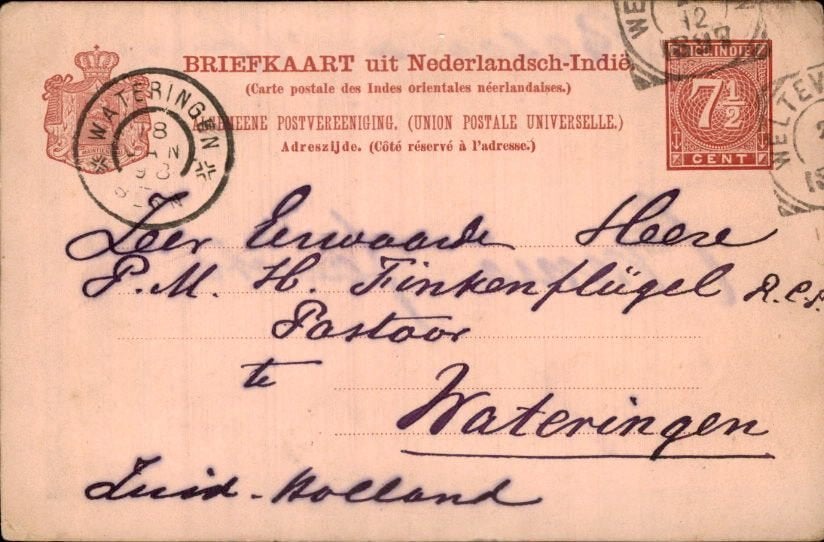 Nederlands Indië - Wateringen - 1898, Verzenden, Briefkaart