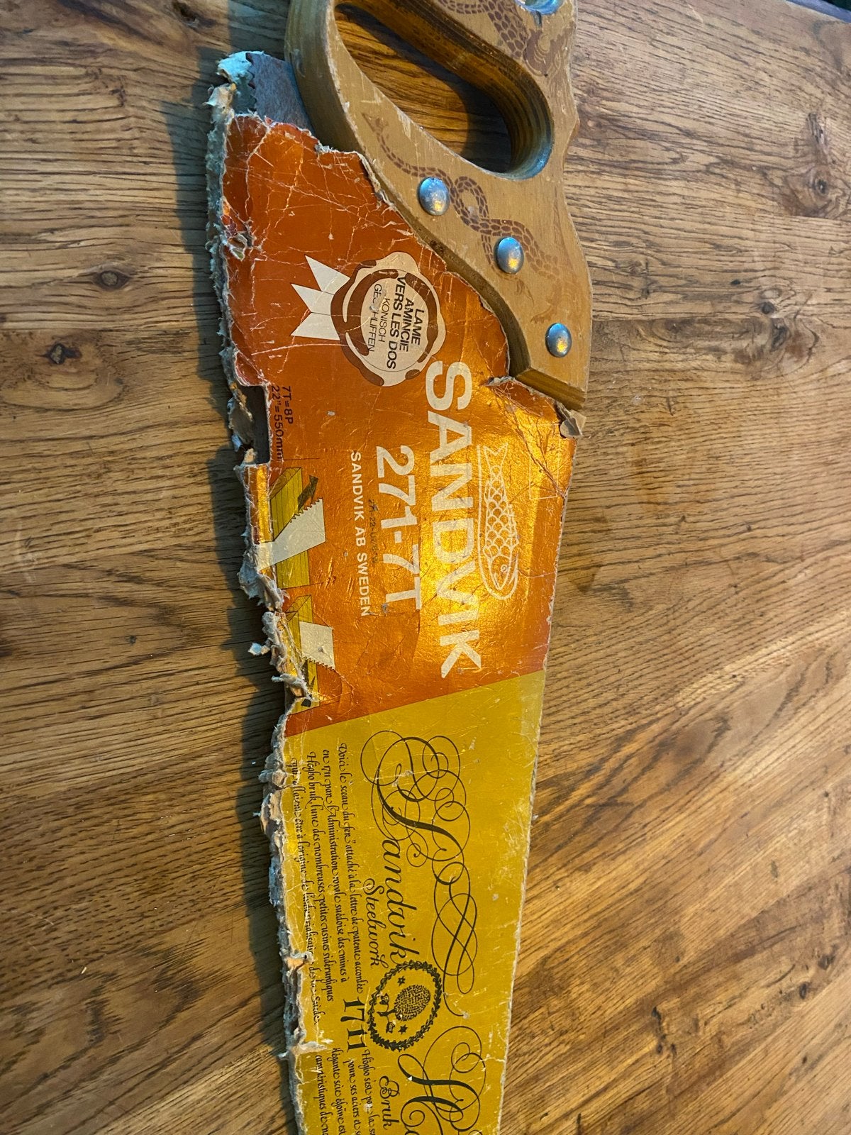 Vintage Sandvik 271-7T Handzaag (550mm / 22") - Made in Swed, Ophalen, Gebruikt, Overige typen